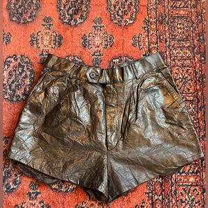 Urban Outfitters (Renewal) Vintage Black Leather High Waist Shorts. Women's XS.